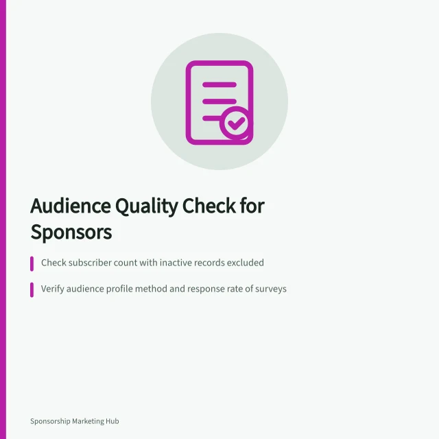Audience Quality Check for Sponsors: Check subscriber count with inactive records excluded; Verify audience profile method and response rate of surveys; Confirm click data filtering for Mail Privacy Protection effects. Evaluating a publication's audience quality before sponsoring
