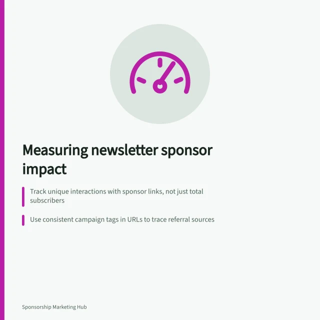 Measuring newsletter sponsor impact: Track unique interactions with sponsor links, not just total subscribers; Use consistent campaign tags in URLs to trace referral sources; Define a clear response action, like a qualified enquiry from the service area. Measuring newsletter sponsorship beyond total subscribers
