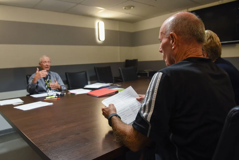 Retirees review casualty assistance checklist during a one-on-one counseling at the ‘What A Surviving Spouse Needs To Know’ workshop on Ramstein Air Base, Germany, July 14, 2018. The casualty assistance checklist is a ‘show and tell’ of important documents one would need in the event a spouse passes